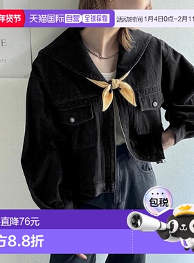 日本直邮Classical Elf 纯棉短款水手领拉链牛仔夹克 [C04519EW01