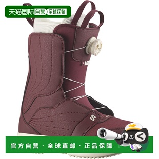 自营欧洲直邮SALOMON 深红色合成材料女士全山地雪鞋