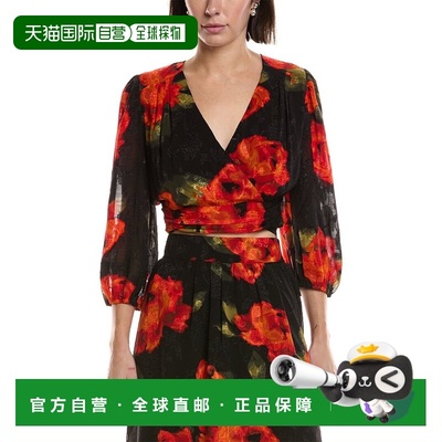 自营Laundry by Shelli Segal Jacquard Blouse - red 美国奥莱直