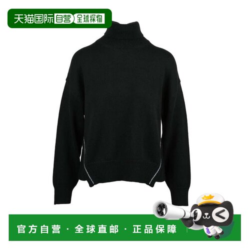 自营alpha studio经典黑色高领毛衣，采用细毛美利奴羊毛-黑色 美