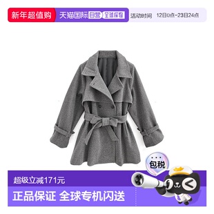 日本直邮日潮 GRL 双领2Way蝴蝶结带假毛呢风衣立领 KZ568商场