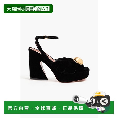 1h可退 香港直邮潮奢 ZIMMERMANN 女士 精饰天鹅绒防水台凉鞋 041