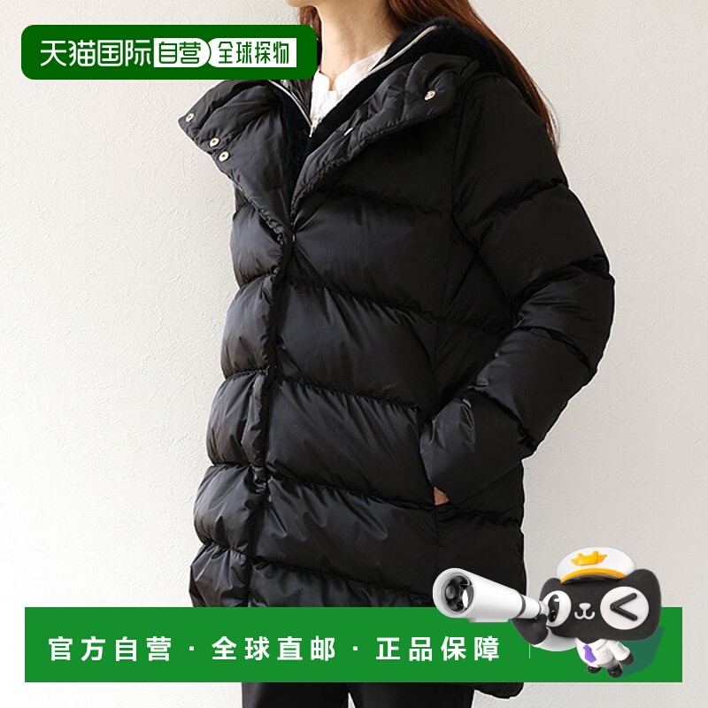 日本直邮HERNO A 型羽绒服 PI001934D 12170Z 女士缎面仿皮草连帽