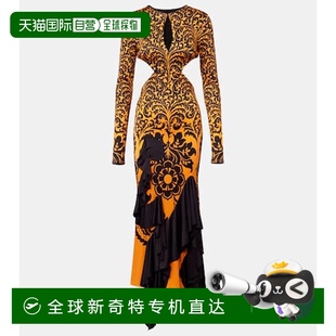印花露背中长连衣裙 1h可退 女士 香港直邮Etro black黑色 艾特罗