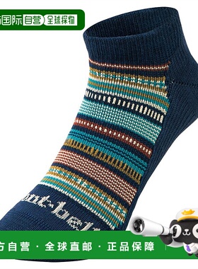 日潮跑腿Montbell蒙贝欧女士袜子蓝色羊毛条纹复古中短款1118433