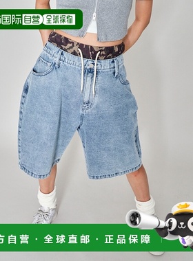 1h可退 日本直邮WEGO 男女同款拼接设计牛仔短裤 SK25SM06M0003