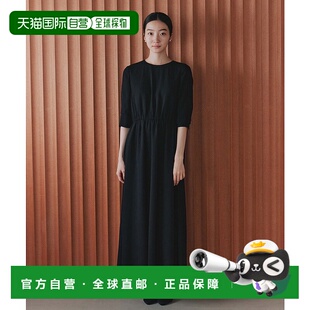 1h可退 日本直邮kaene 女士黑色中袖雪纺礼服裙 101126连衣裙长裙