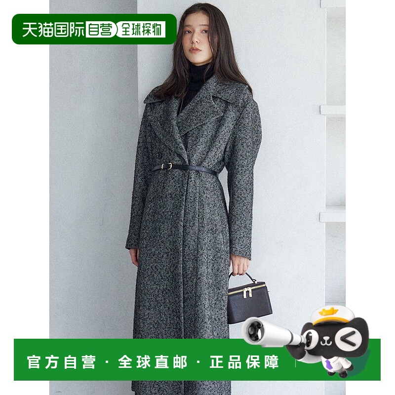 1h可退 日本直邮LAGUNAMOON 女装 高腰收褶羊毛混纺呢大衣 032560