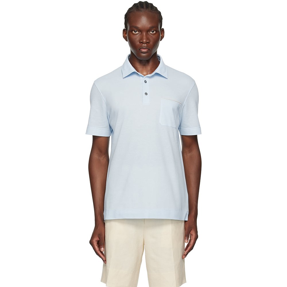 Zegna 杰尼亚 男士 蓝色 Cotton Polo 衫 UE392A8E752