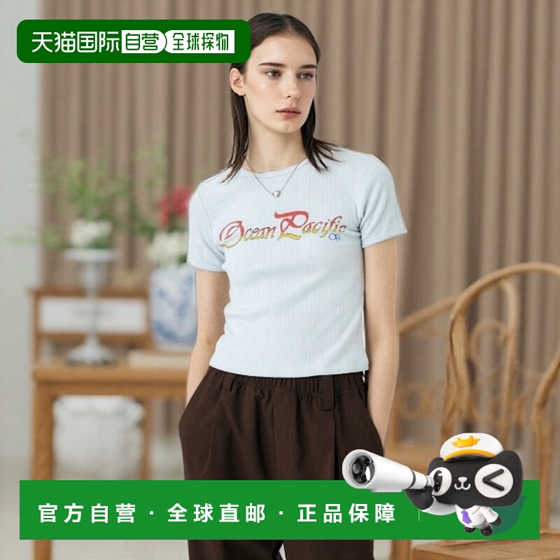 1h可退 日本直邮MOUSSY女士原创复古刺绣OP联名短袖T恤 010ISF019