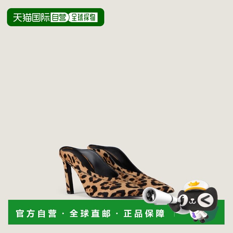 自营欧洲直邮Givenchy纪梵希 Spiky女士小马毛效果豹纹高跟穆勒鞋