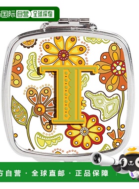 自营 Carolines Treasures CJ2003-TSCM 字母 T 花卉芥末绿正品