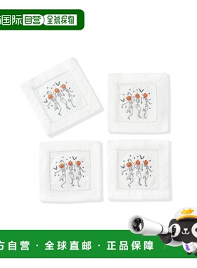 自营tiramisu“骷髅船员”鸡尾酒餐巾纸套装-白色/橙色 美国奥莱