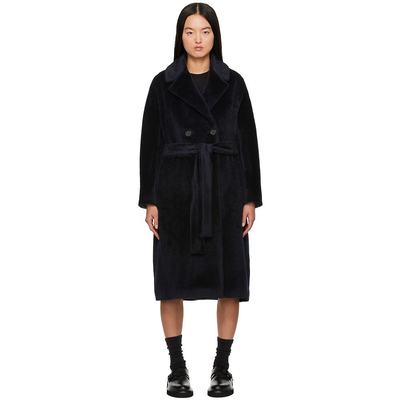 潮奢 Max Mara 麦斯玛拉 女士海军蓝 Zaire 大衣