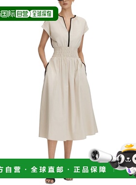 自营Reiss Lena Ruched Waist Midi Dress - brown 美国奥莱直发