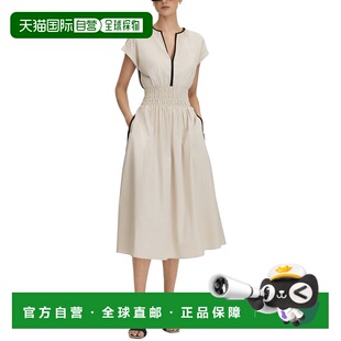 自营Reiss Lena Ruched Waist Midi Dress - brown 美国奥莱直发