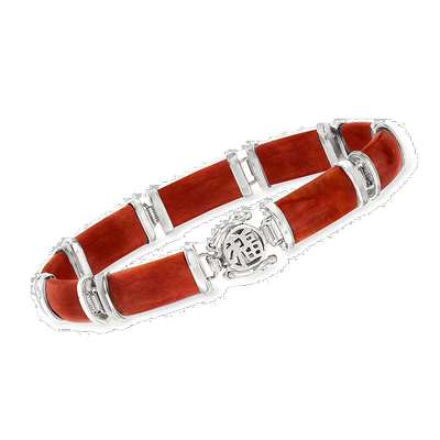 自营Ross-Simons 925 银红玉“好运”手链 - 7.5 英寸 美国奥莱直