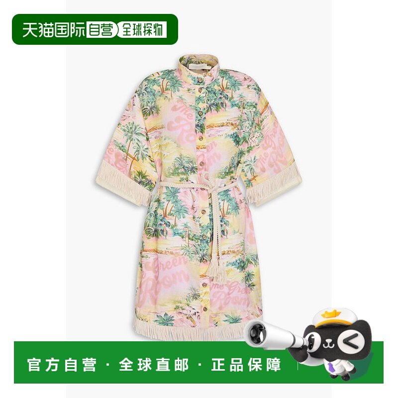 1h可退 香港直邮潮奢 ZIMMERMANN 女士 流苏印花纱质-麻质迷你连,女装/女士精品,连衣裙,淘宝优惠券,粉丝福利购,淘宝优惠卷