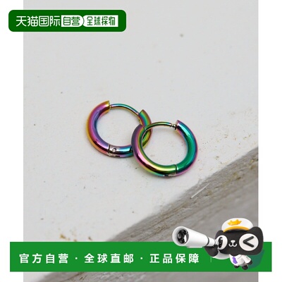 日本直邮ear PAPILLONNER 女士 15mm彩虹镀层不锈钢耳环 EAZ10616