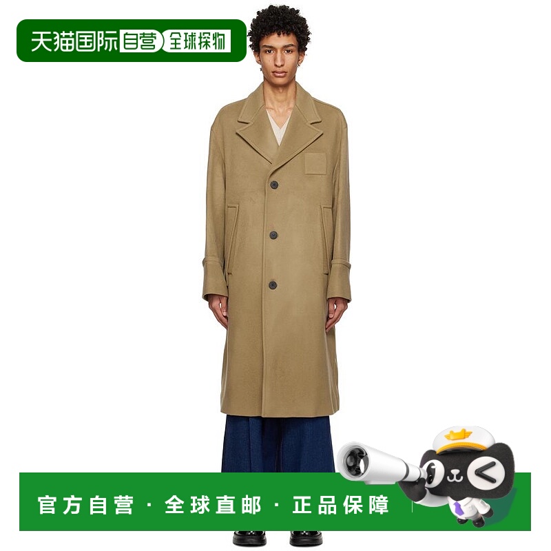 1h可退 【美国直邮】wooyoungmi 佑英美 卡其色单排扣毛呢大衣 男