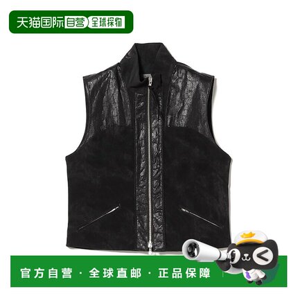 1h可退 日本直邮XLIM男装立体感仿皮拼接半拉链宽松背心 11060565