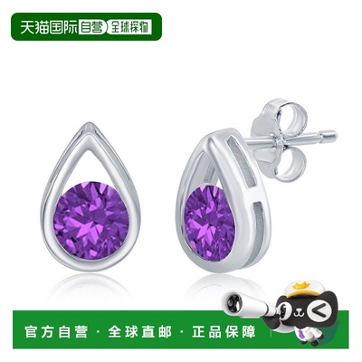 自营 simonaSterling Silver Pearshaped Earrings W/Round 'Febr