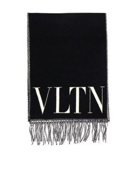 VALENTINO 男士围巾 WY0ER033PTX0NI SS2024 黑色 logo围巾