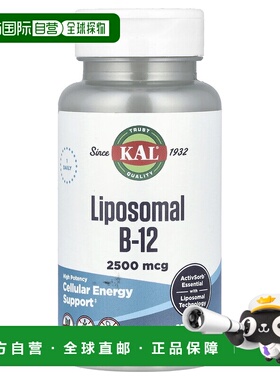 香港直邮KAL，脂质体 B-12，，2,500 微克，30 粒素食胶囊维生素