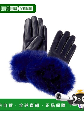 自营La Fiorentina Leather Gloves, Blue - blue 美国奥莱直发