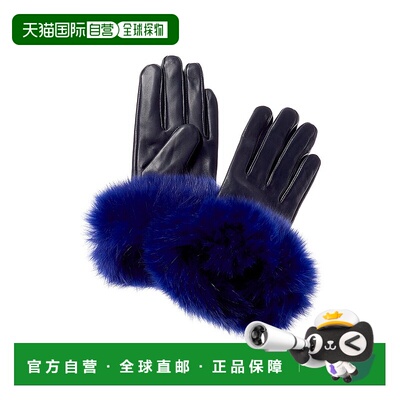自营La Fiorentina Leather Gloves, Blue - blue 美国奥莱直发