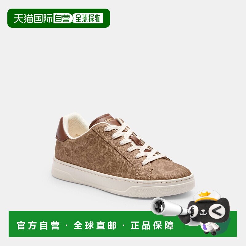 自营欧洲直邮Coach蔻驰 女士棕色高帮帆布运动鞋