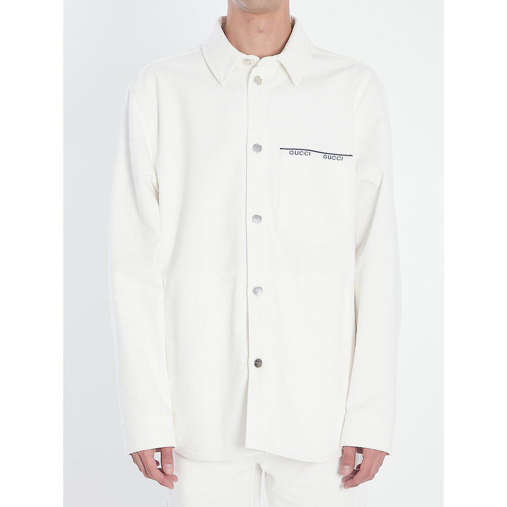 GUCCI 男士衬衫 834538XDC6Q9061 AW2025 白色 长袖牛仔衬衫