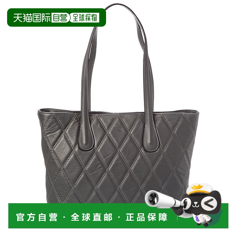 自营persaman new yorkPersaman纽约Ingrid绗缝皮革手提包-灰色