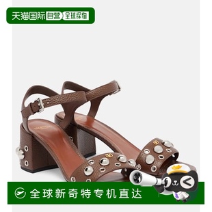 香港直邮Valentino 女士 1h可退 华伦天奴 Nellcôte 铆钉皮质凉鞋