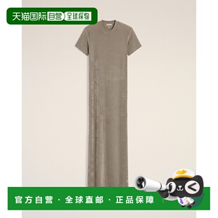 自营欧洲直邮AMI 米色罗纹针织长款连衣裙短袖长裙