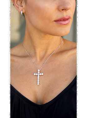 自营 savvy cie jewels纯银 5.5 毫米养殖淡水珍珠十字架 白色 美