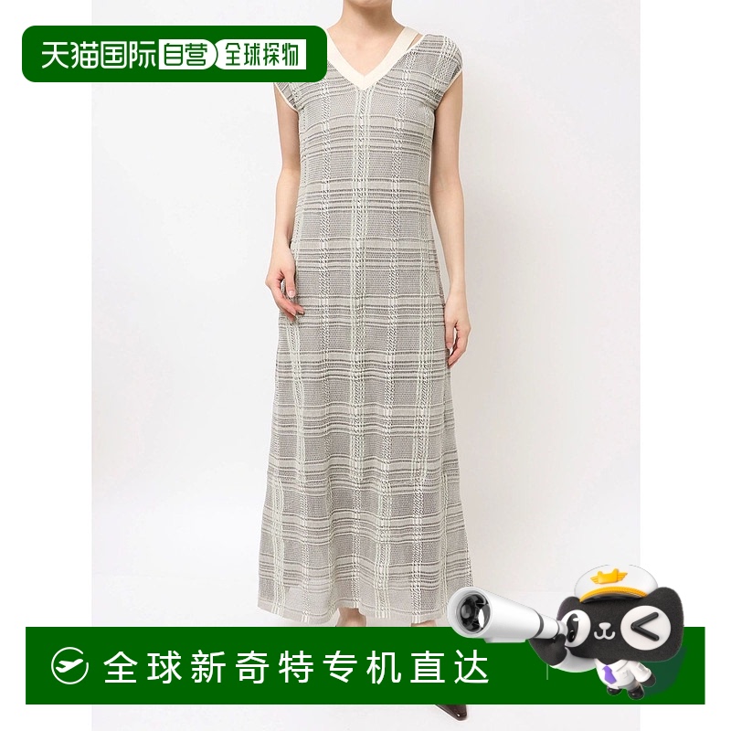 1h可退 日本直邮LAGUNAMOON女装透视格纹针织连衣裙V领凉感设计 0