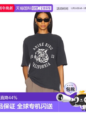 香港直邮ANINE BING 女士 灰色 Avi Collegiate Leopard T 恤 A08
