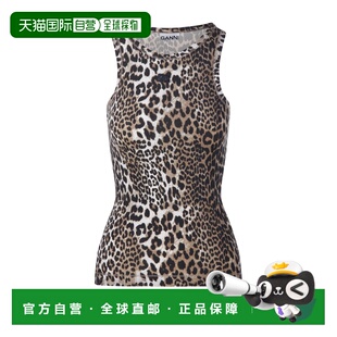 香港直邮GANNI 女士T恤 A1050073943 SS2026 卡其色 Leopard Prin