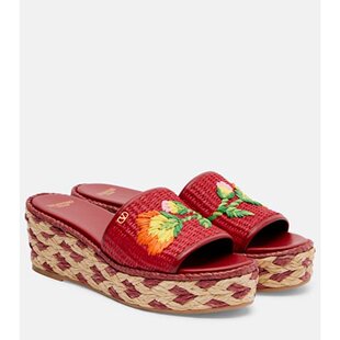 Valentino 拉菲草编织麻底坡跟鞋 华伦天奴 Bribri 女士 潮奢