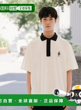 韩国直邮YALE EMBROIDERY DAN BIG PLACKET PK TEE IVORYT恤YD01S