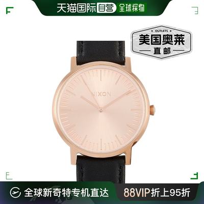 Nixon Porter 皮革全玫瑰金/黑色 40 毫米不锈钢手表 A1058-1932