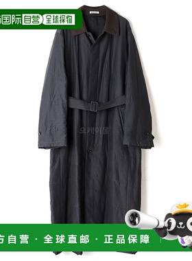 韩国直邮auralee女士绗缝浅色丝棉大衣墨黑色束腰长袖A23AC02SP