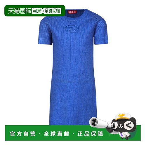 香港直邮DIESEL 女童连衣裙 J02197KYAXGK823 SS2025 蓝色 圆领连