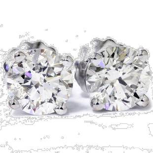 自营pompeii33 CT 圆形实验室制造钻石螺丝背钉 14K 白金 - 14k