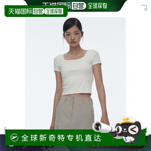 恤 方领短袖 奶油色 标准女式 韩国直邮MUSINSA 修身