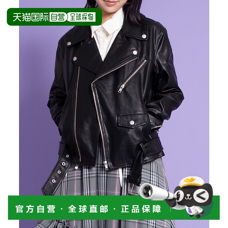 1h可退 日本直邮PUNYUS男女同款仿皮双排扣机车夹克 半拉链设计 P