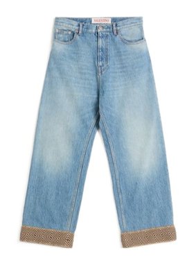 VALENTINO 男士牛仔裤 VDE05GAS6558 SS2025 蓝色 腰带环牛仔裤