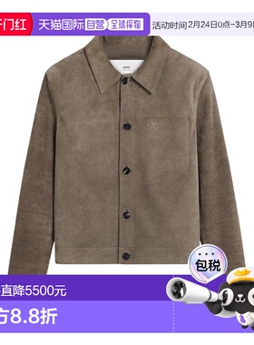 香港直邮Ami Paris 长袖皮夹克 HJK243.LH0054.