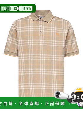 香港直邮BURBERRY 男士POLO衫 8110102 AW2025 浅棕色 Check Cott